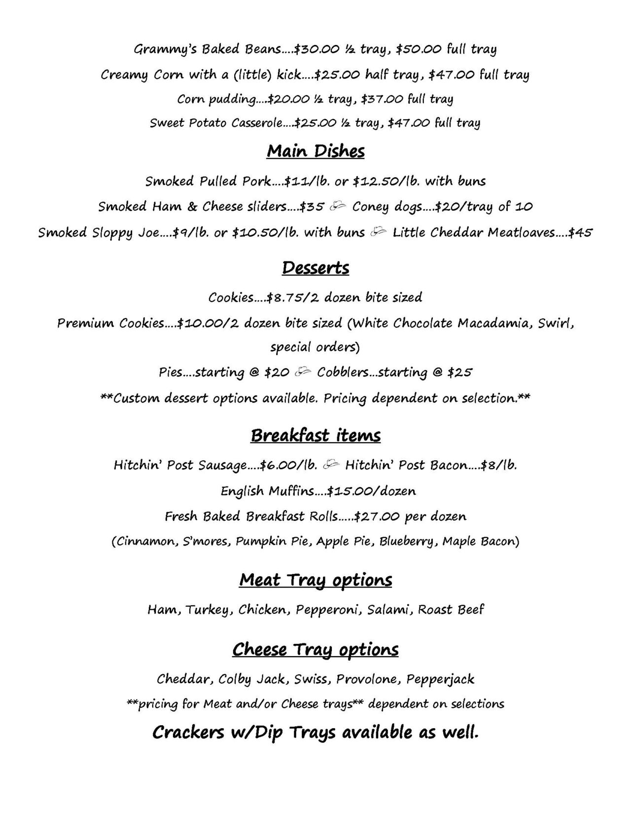 Hitchin Kitchen Menu The Ole Hitchin Post